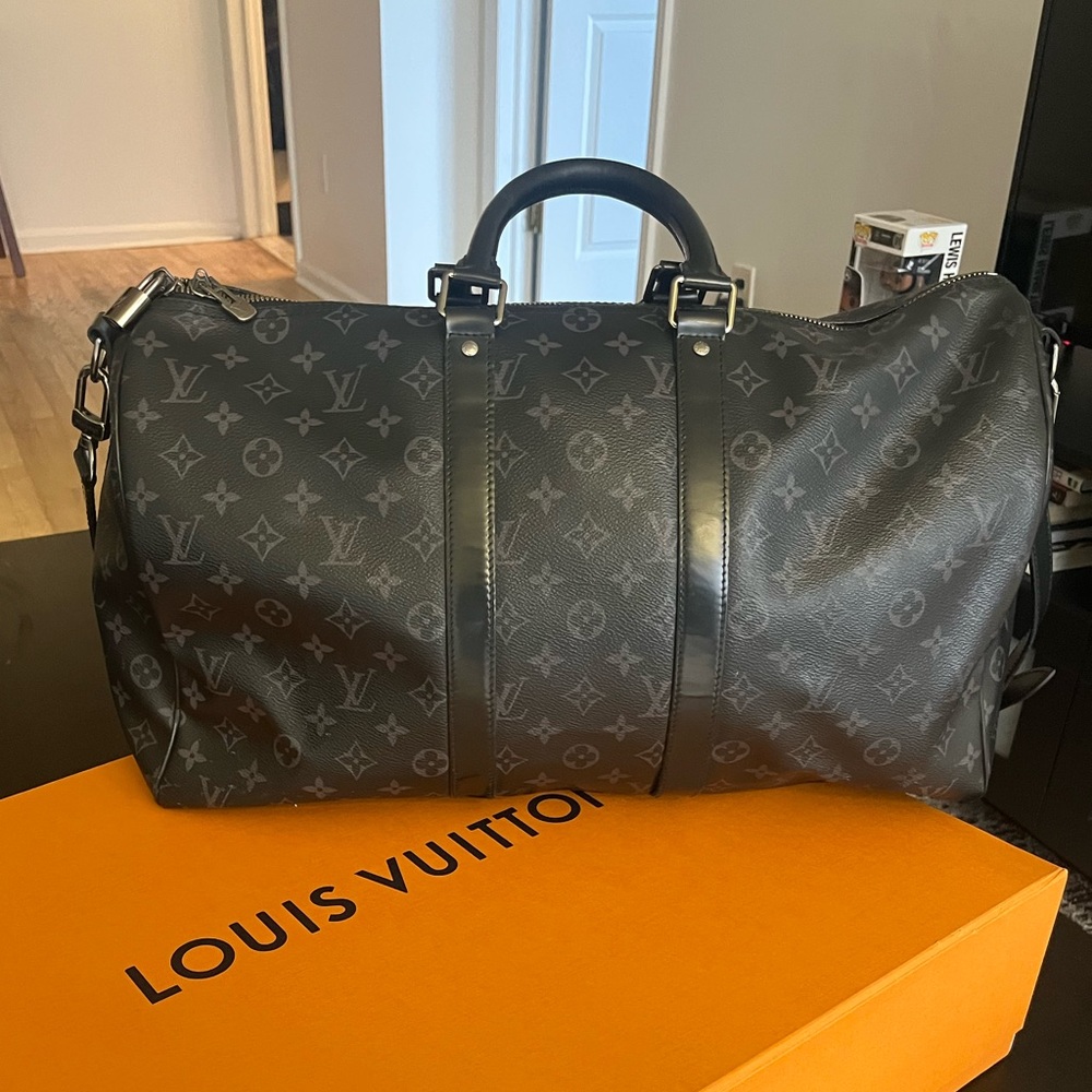 Louis Vuitton Black 45 Keepall Bandoulière